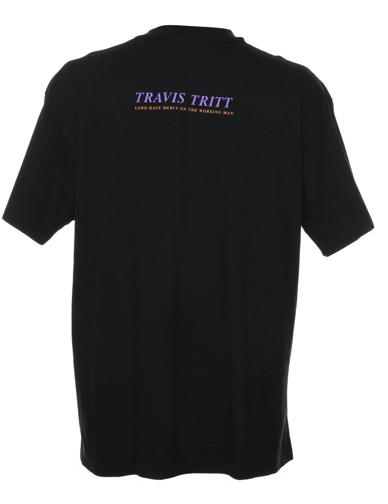 Black & Purple Travis Tritt Design Printed T-shirt - XL