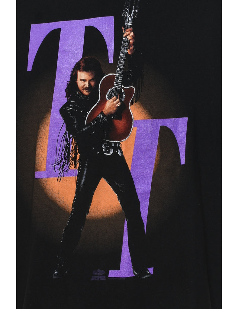 Black & Purple Travis Tritt Design Printed T-shirt - XL