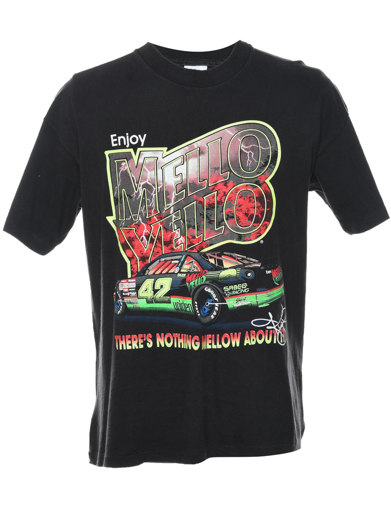 Black, Red & Green Racing Design Printed T-shirt - XL
