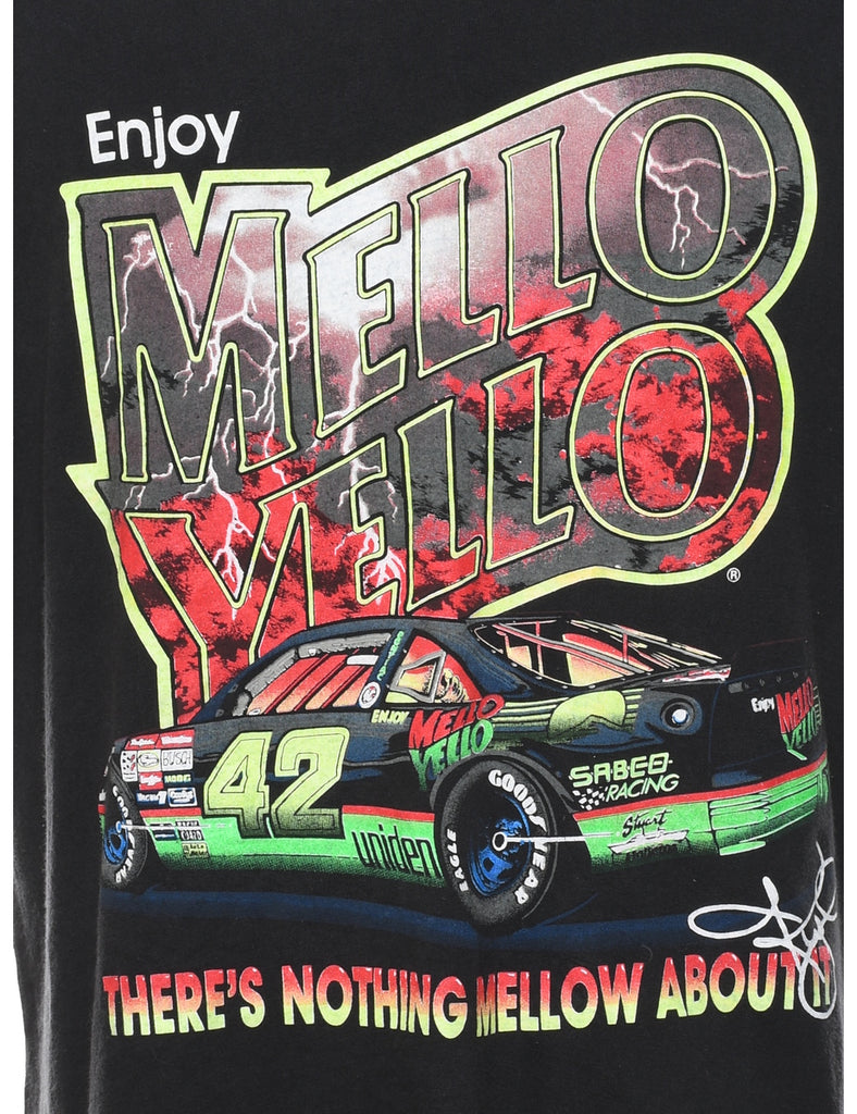 Black, Red & Green Racing Design Printed T-shirt - XL
