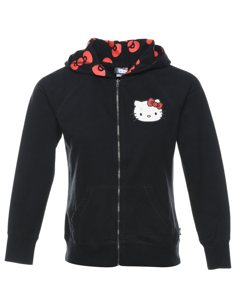 Black & Red Hello Kitty Design Hooded Sweatshirt - S
