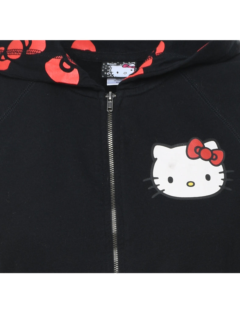 Black & Red Hello Kitty Design Hooded Sweatshirt - S