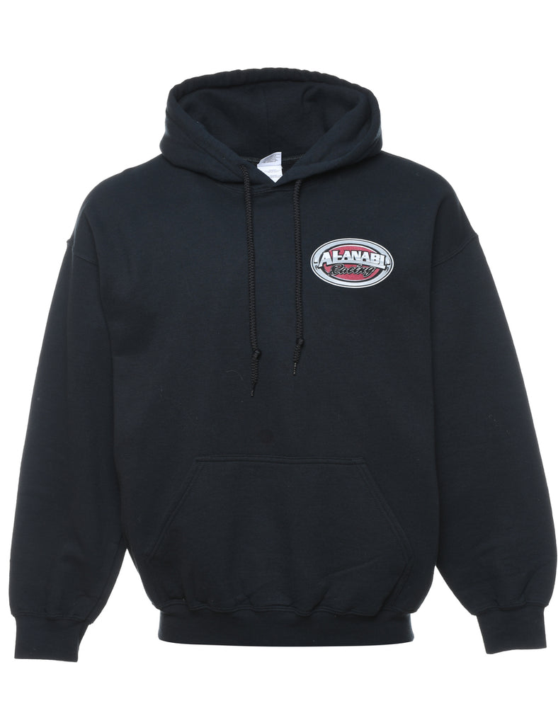 Black & Red Racing Design Printed Hoodie - L