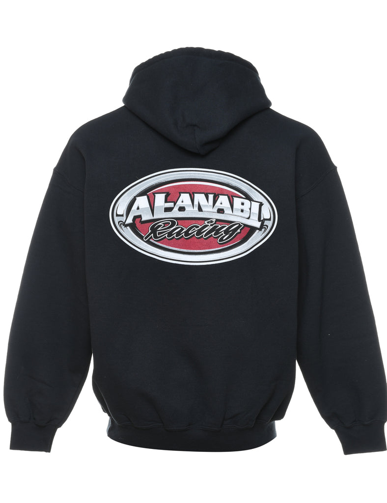 Black & Red Racing Design Printed Hoodie - L