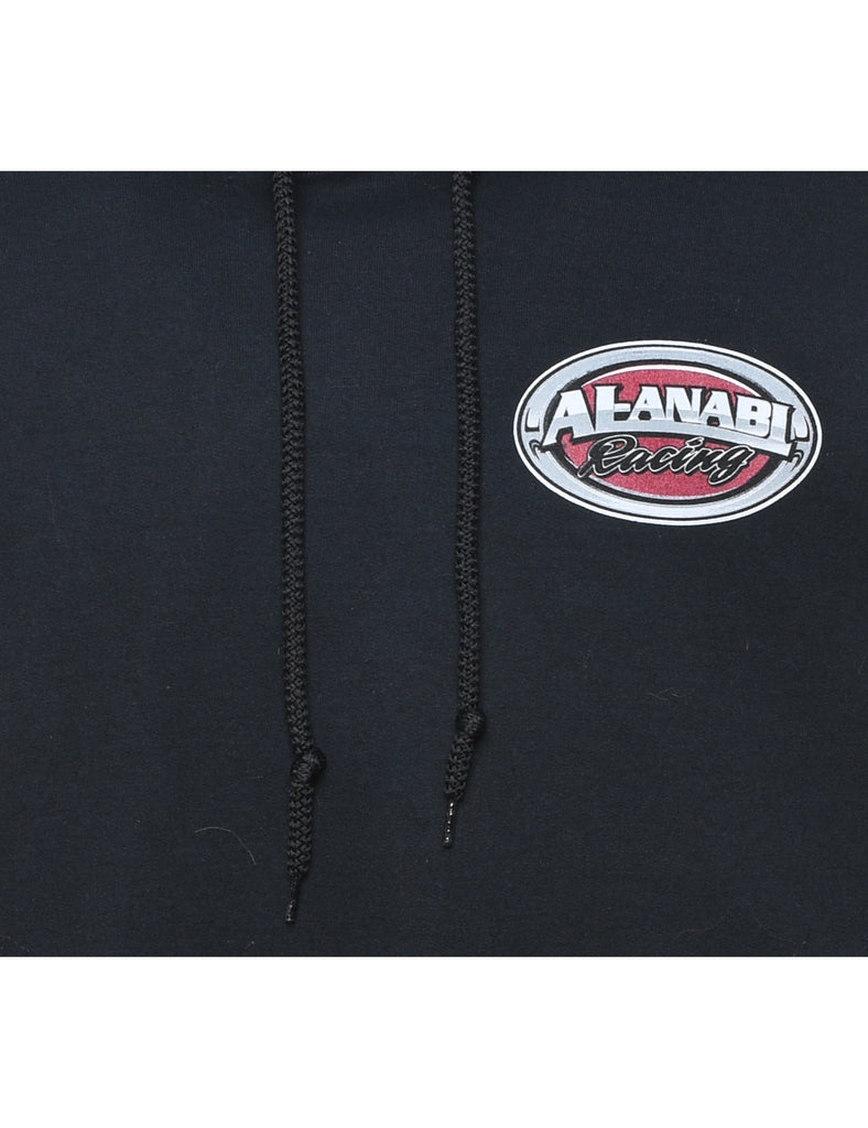 Black & Red Racing Design Printed Hoodie - L
