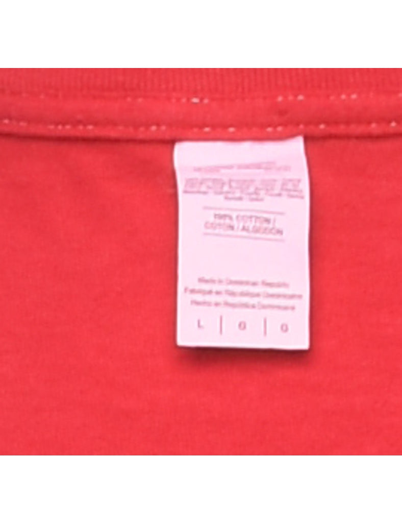 Black & Red Tie Dye Embroidered T-shirt - L