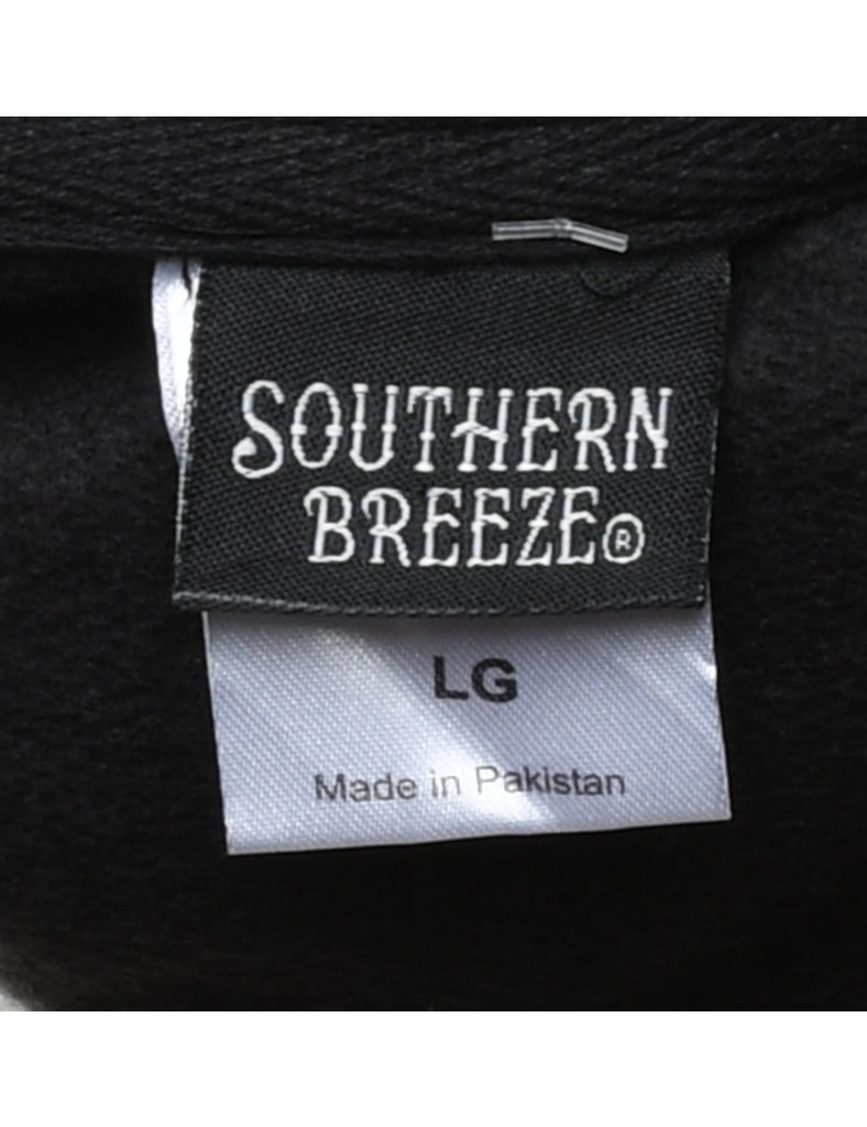 Black Retired Design Printed Hoodie - L