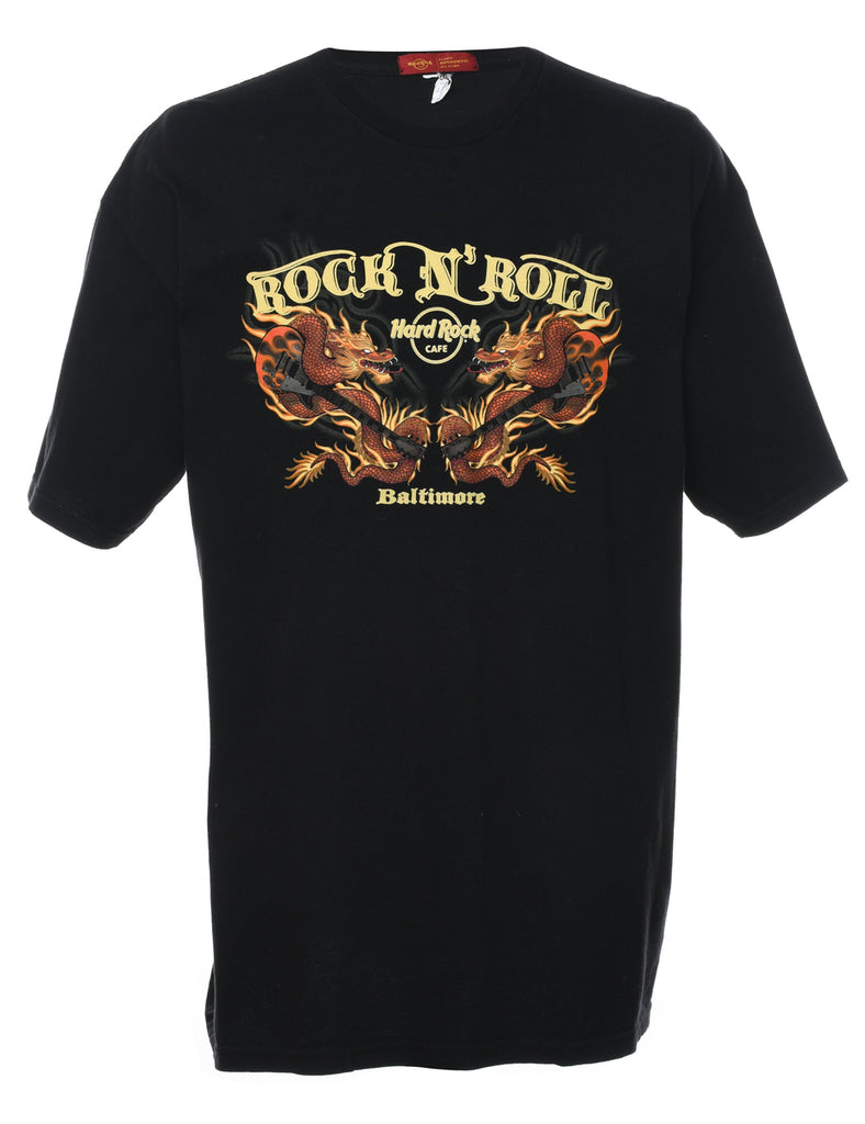 Black Rock N' Roll Printed T-shirt - XL