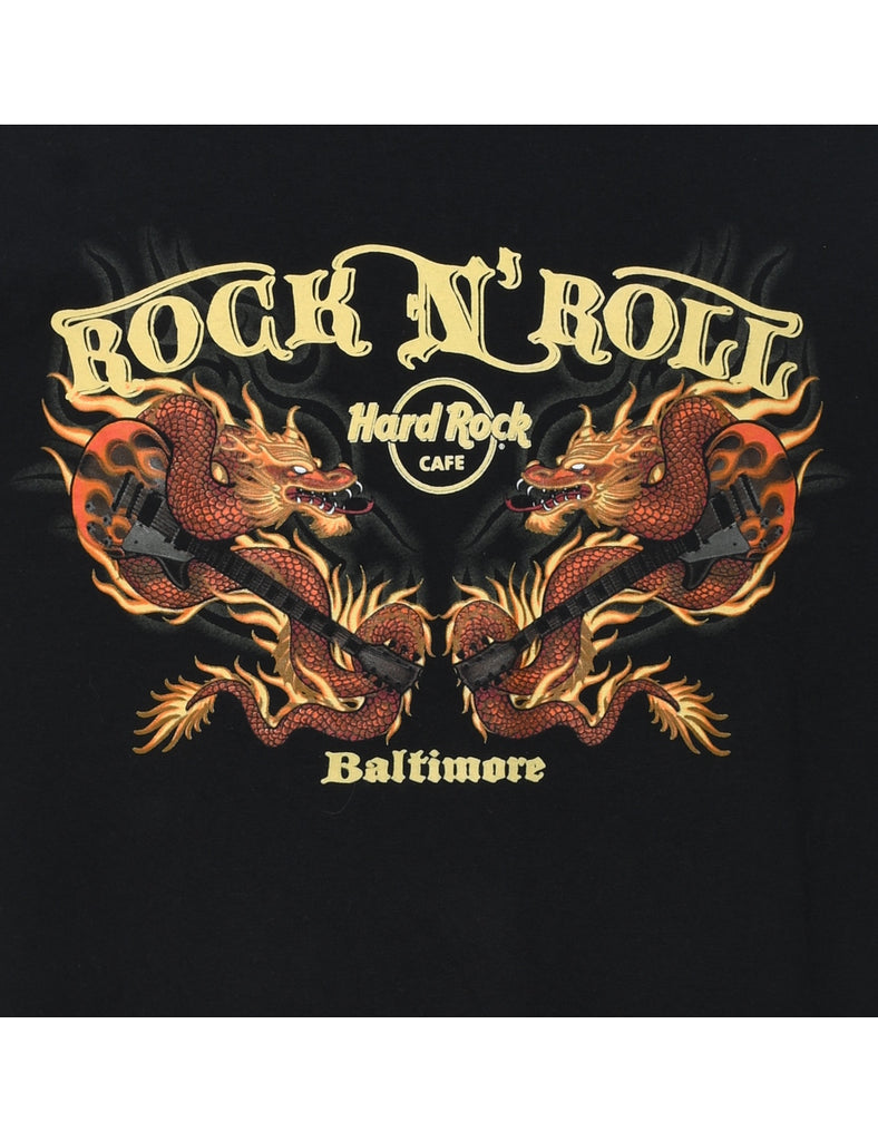 Black Rock N' Roll Printed T-shirt - XL