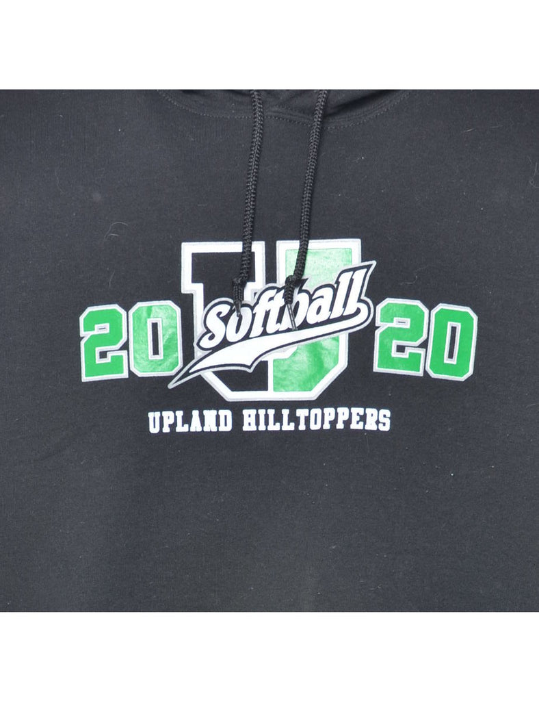 Black Softball Printed Hoodie - S