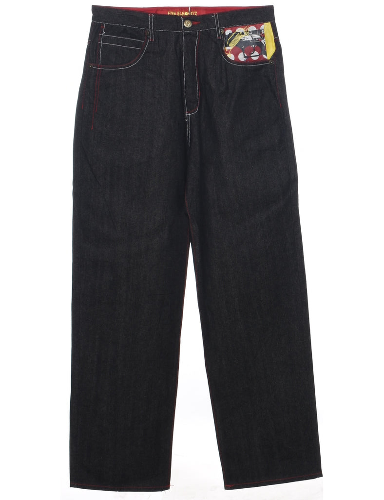 Black Straight Fit Y2K Jeans - W34 L34