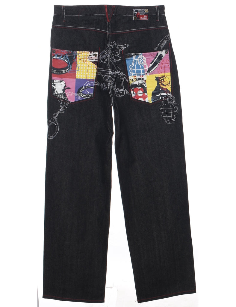 Black Straight Fit Y2K Jeans - W34 L34