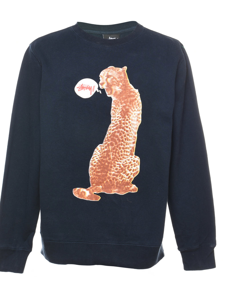 Black Stussy Cheetah Sweatshirt - L