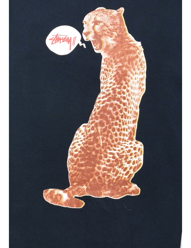 Black Stussy Cheetah Sweatshirt - L