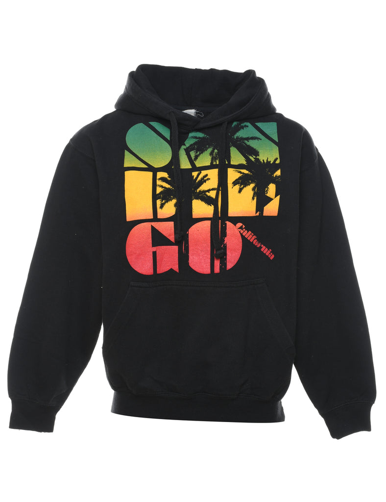 Black Sunset Design Printed Hoodie - S