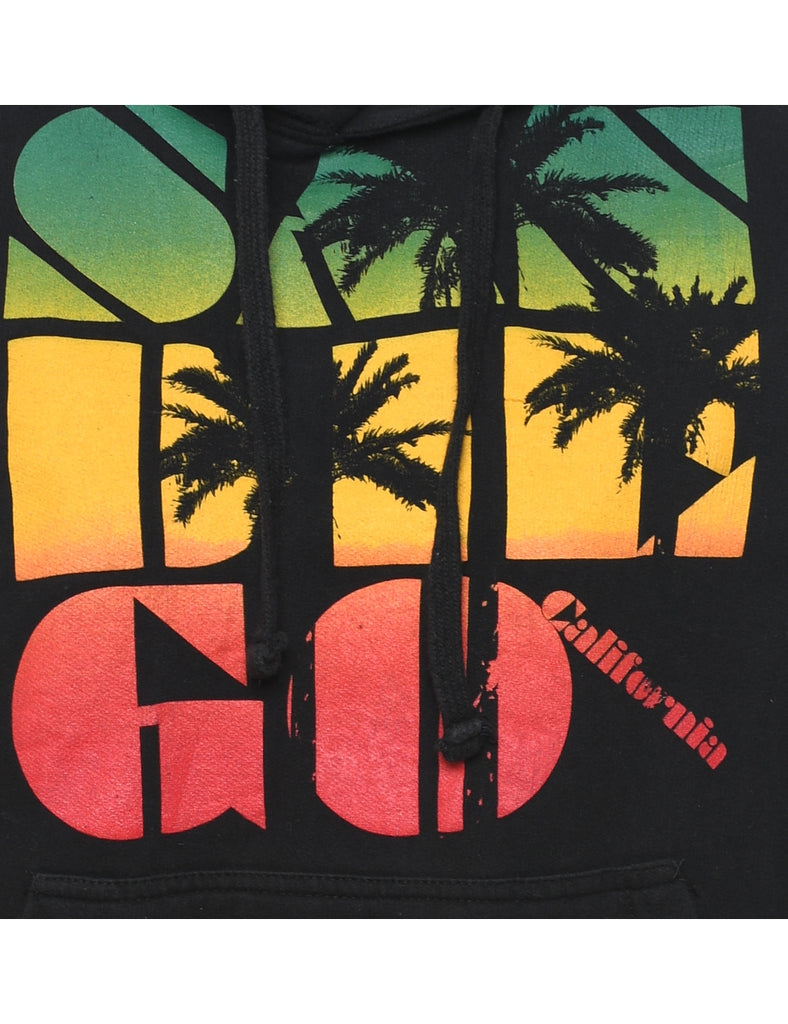 Black Sunset Design Printed Hoodie - S
