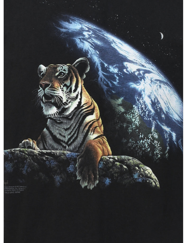 Black Tiger Design Animal T-shirt - XL