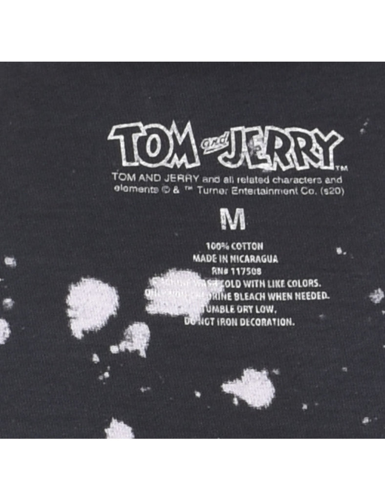 Black Tom & Jerry Tie Dye Cartoon T-shirt - M