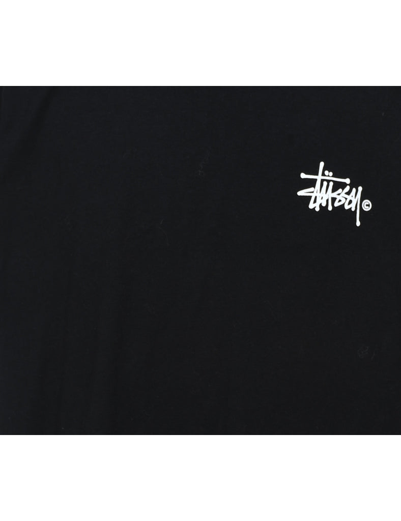 Black & White Graphic Stussy Printed T-shirt - L