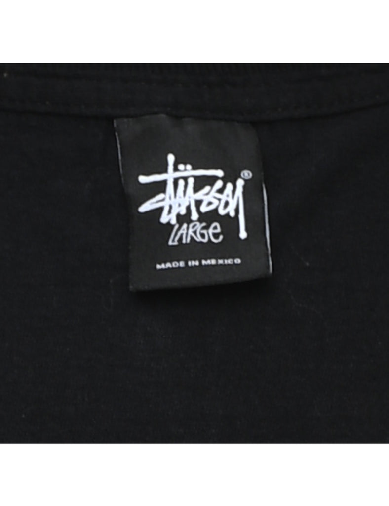 Black & White Graphic Stussy Printed T-shirt - L
