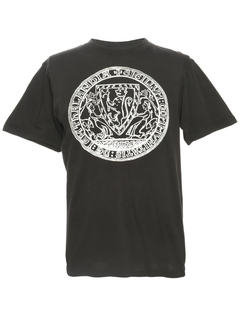 Black & White Printed Sports T-shirt - L