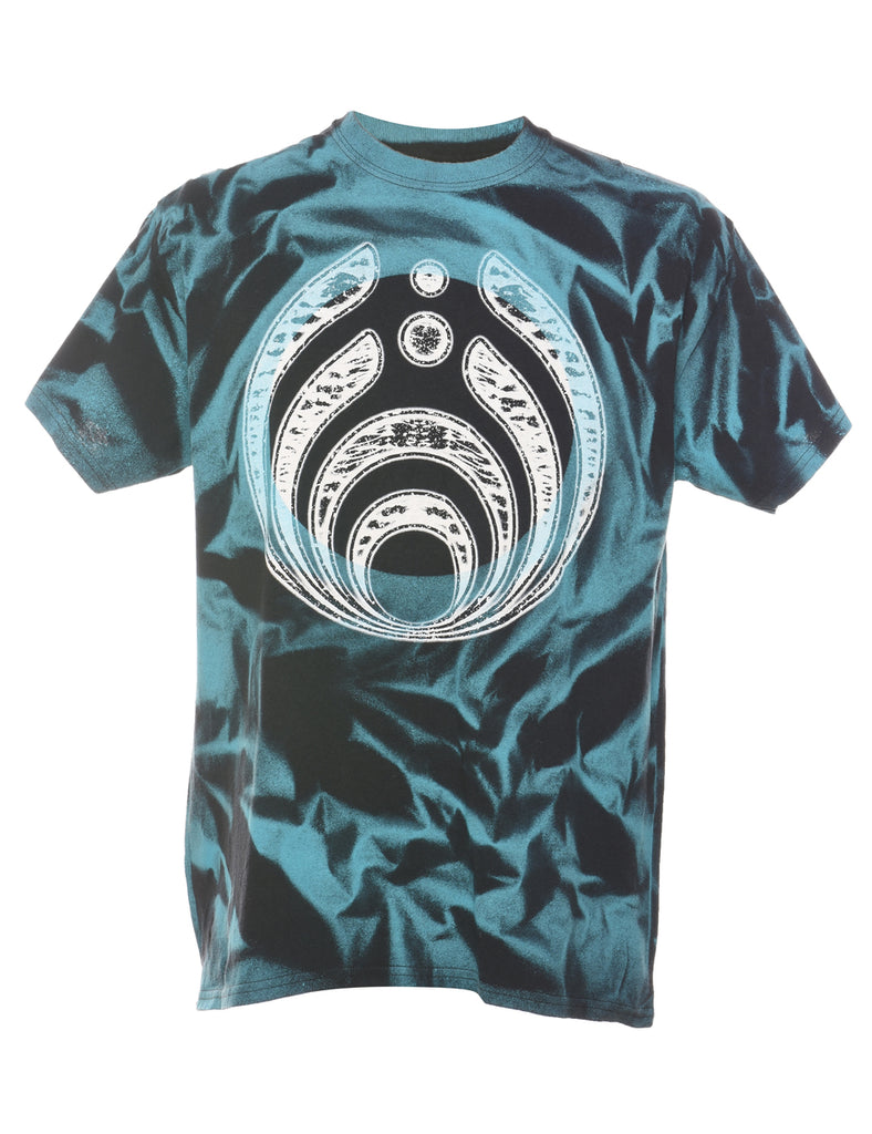 Black, White & Teal Tie Dye T-shirt - L