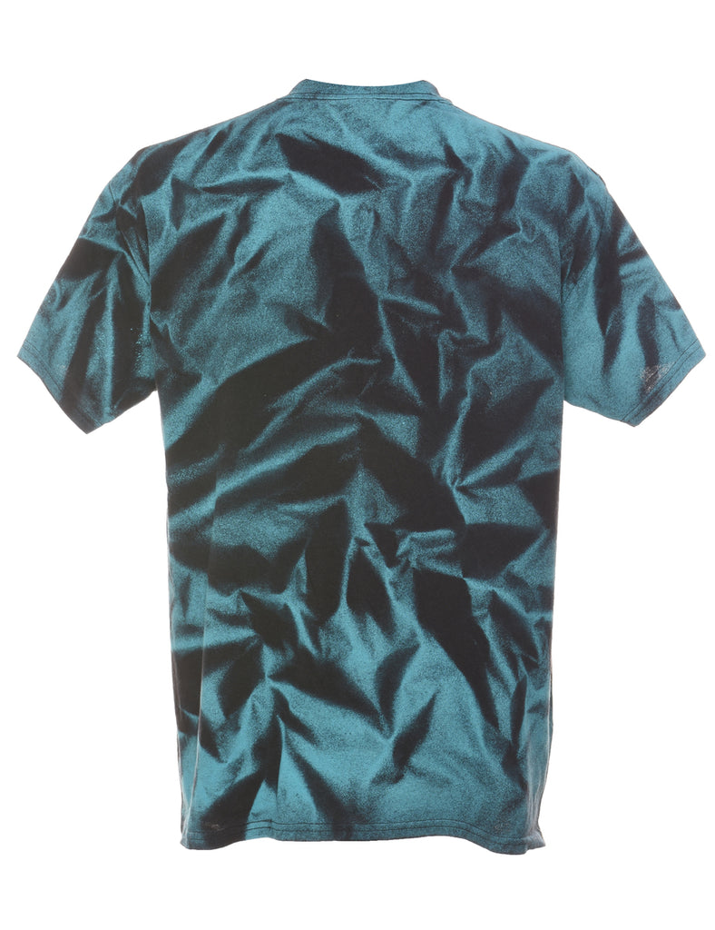 Black, White & Teal Tie Dye T-shirt - L