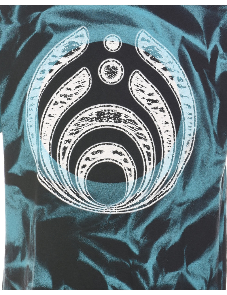 Black, White & Teal Tie Dye T-shirt - L