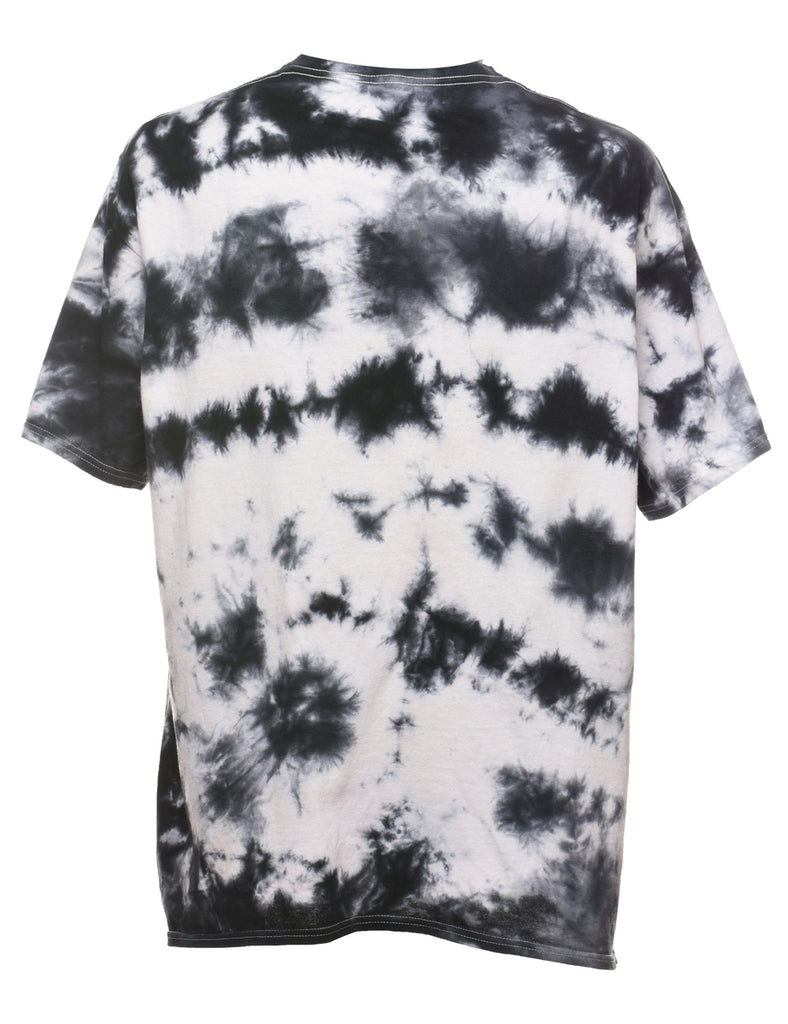 Black & White Tie Dye Design AC/DC Band T-shirt - XL