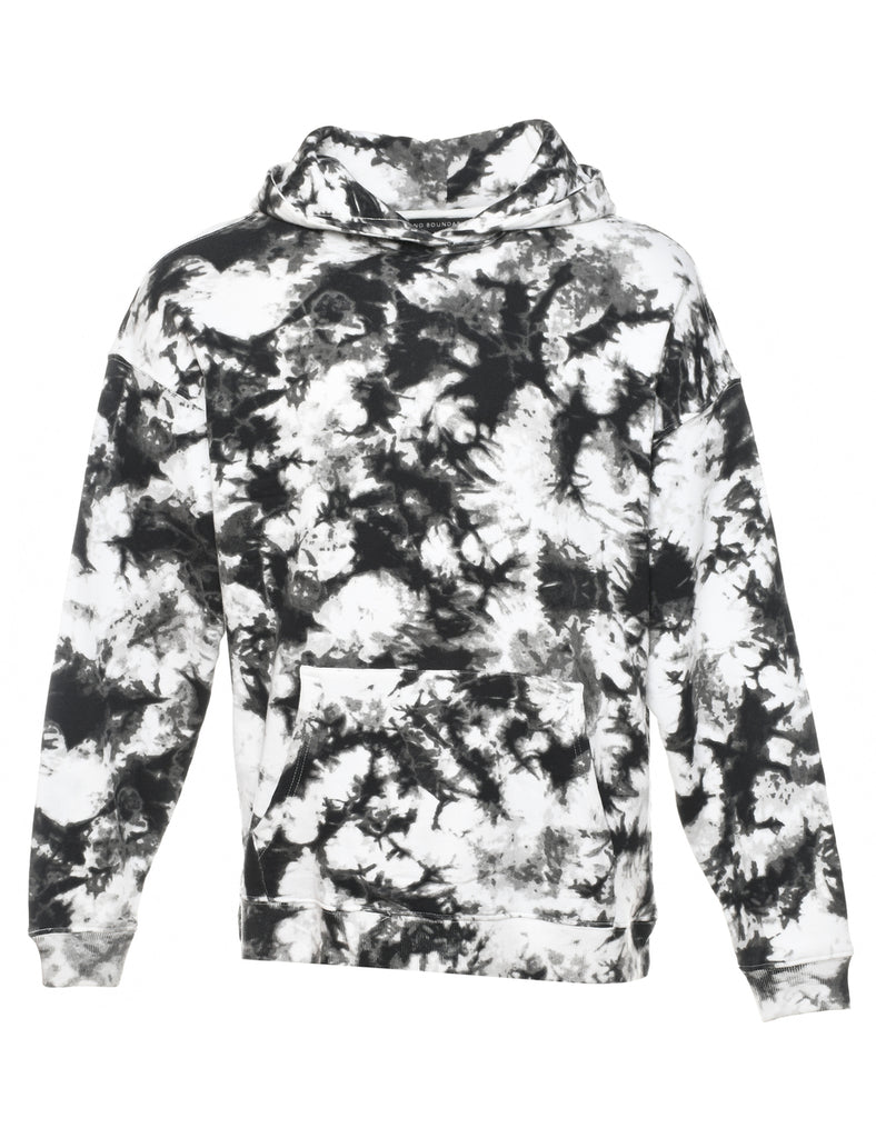 Black & White Tie-Dye Monochrome Hoodie - M