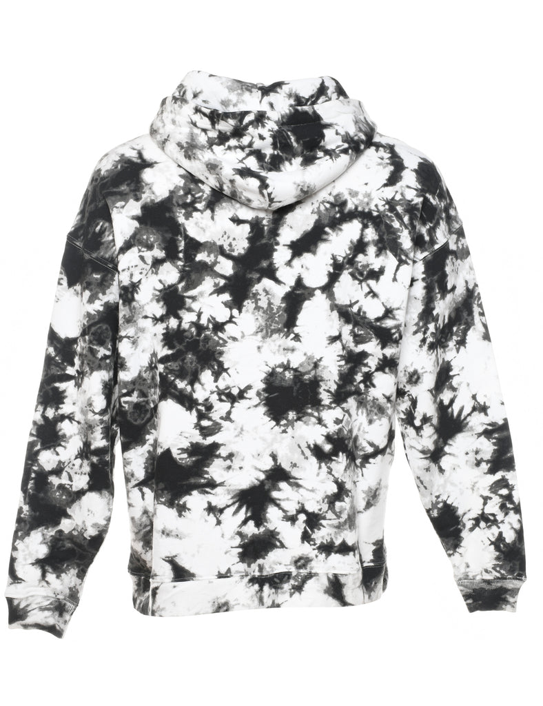 Black & White Tie-Dye Monochrome Hoodie - M