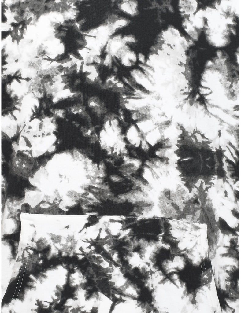 Black & White Tie-Dye Monochrome Hoodie - M