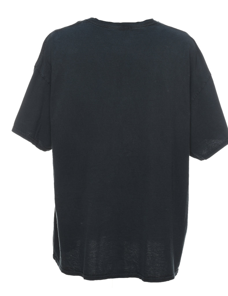 Black Wolf Design Printed T-shirt - XL