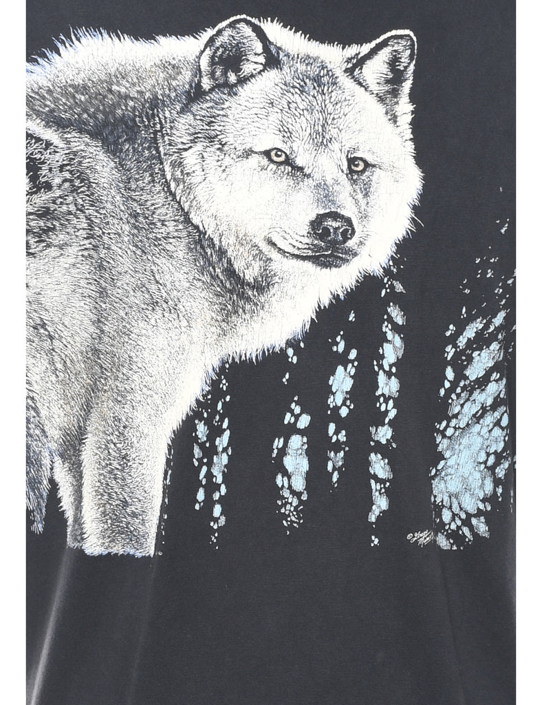 Black Wolf Design T-shirt - XL