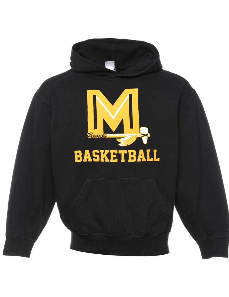 Black  & Yellow Basketball Design Printed Hoodie - M