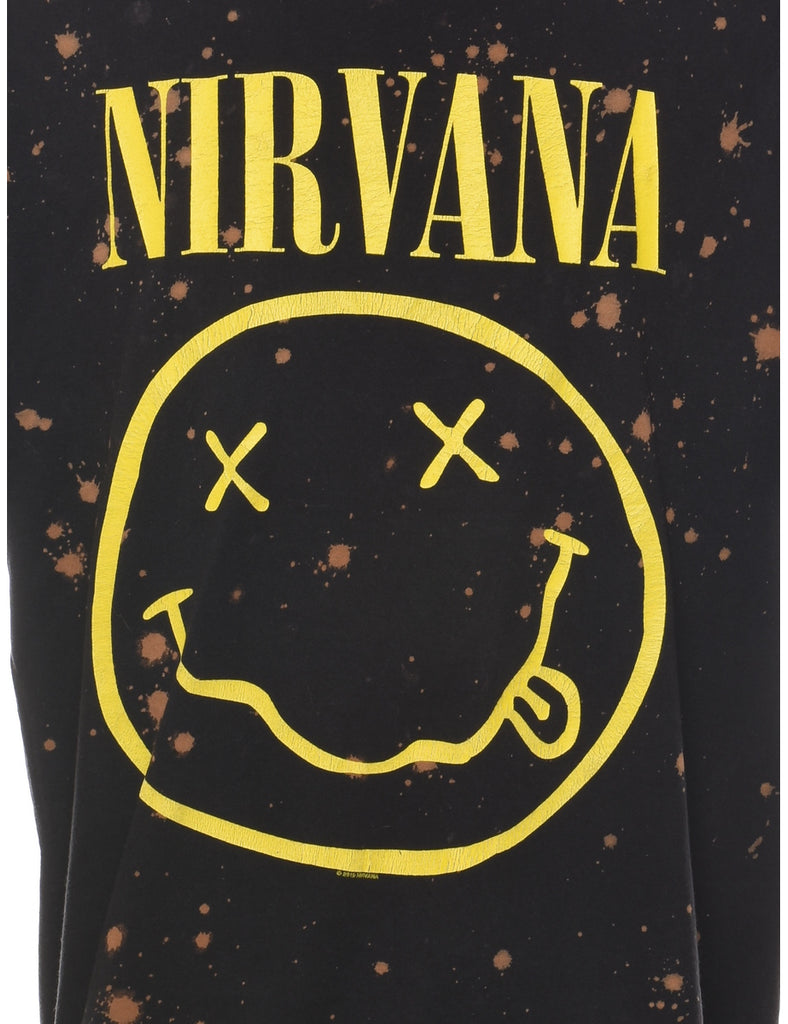 Black & Yellow Nirvana Tie Dye Printed T-shirt - XL