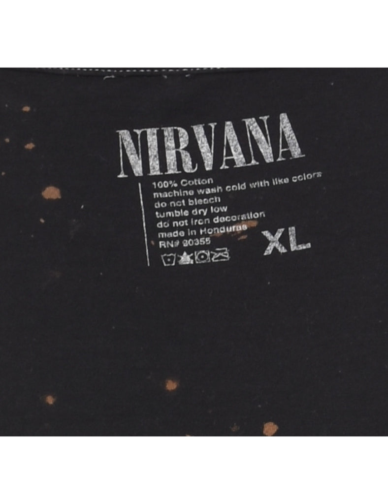 Black & Yellow Nirvana Tie Dye Printed T-shirt - XL