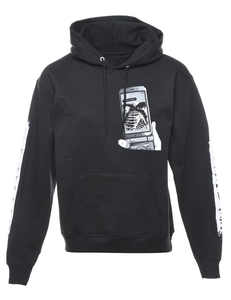 Black Zombie Makeout Club Printed Hoodie - L