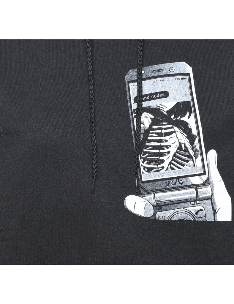 Black Zombie Makeout Club Printed Hoodie - L