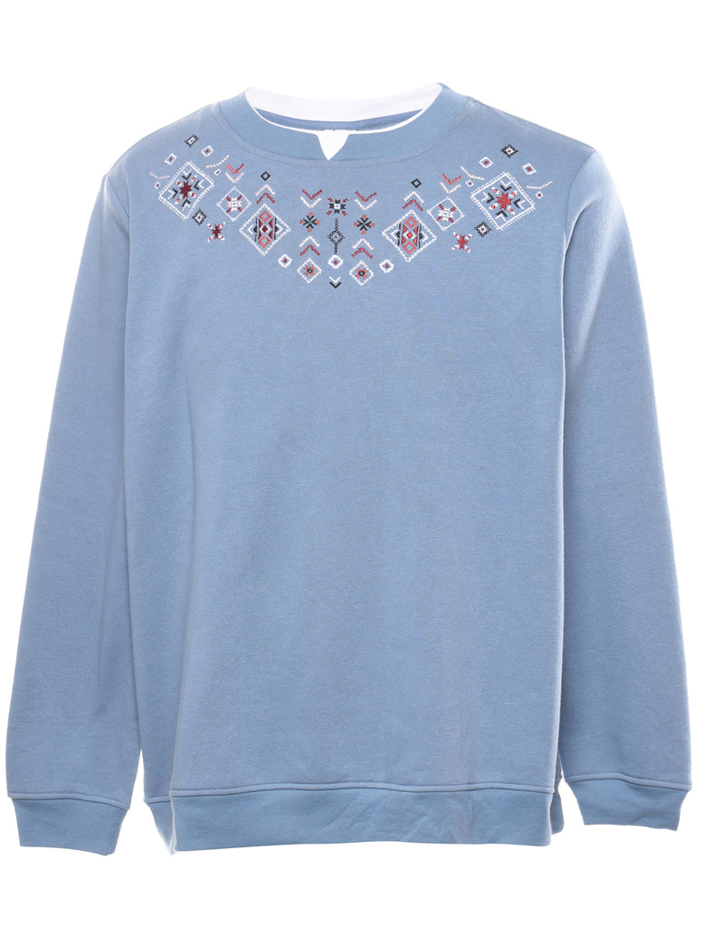 Blue Embroidered Sweatshirt - XL