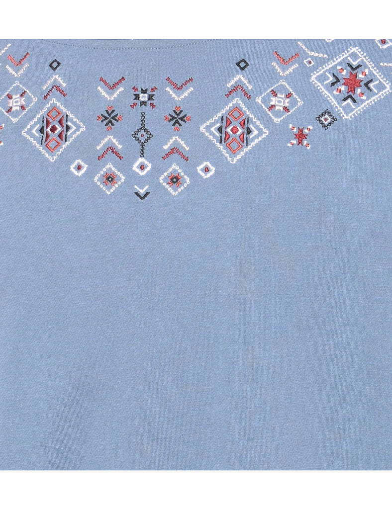 Blue Embroidered Sweatshirt - XL