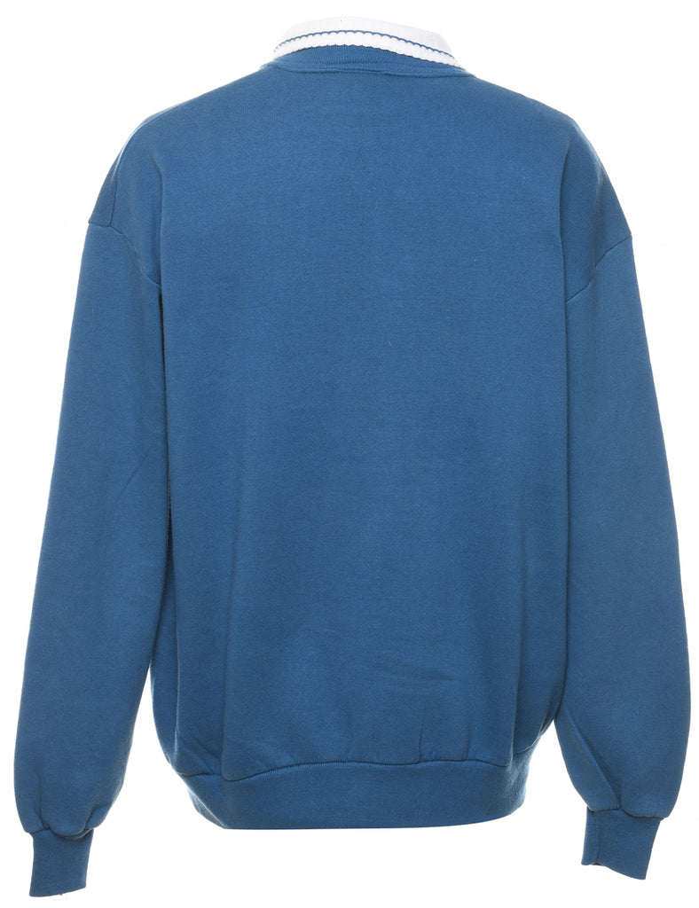 Blue Floral 1990s Sweatshirt - L