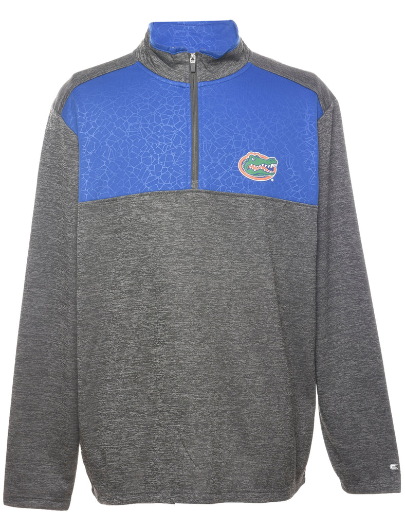 Blue & Grey Contrast Quarter-Zip Sweatshirt - XL