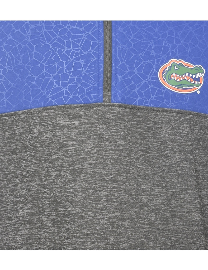 Blue & Grey Contrast Quarter-Zip Sweatshirt - XL
