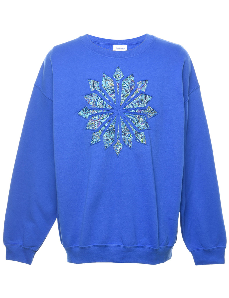 Blue Patterned Sweatshirt  - XL