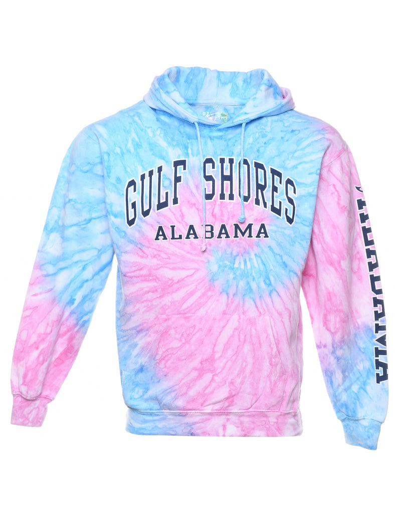 Blue & Pink Tie-Dye Alabama Hoodie - S