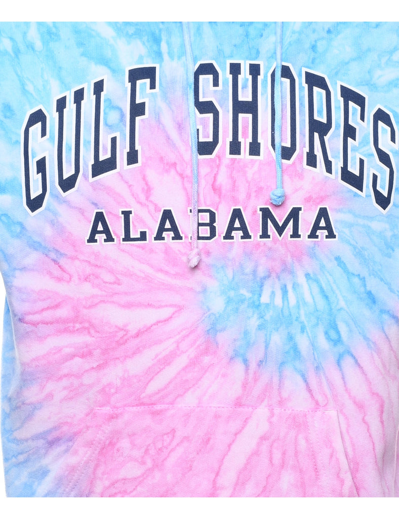 Blue & Pink Tie-Dye Alabama Hoodie - S