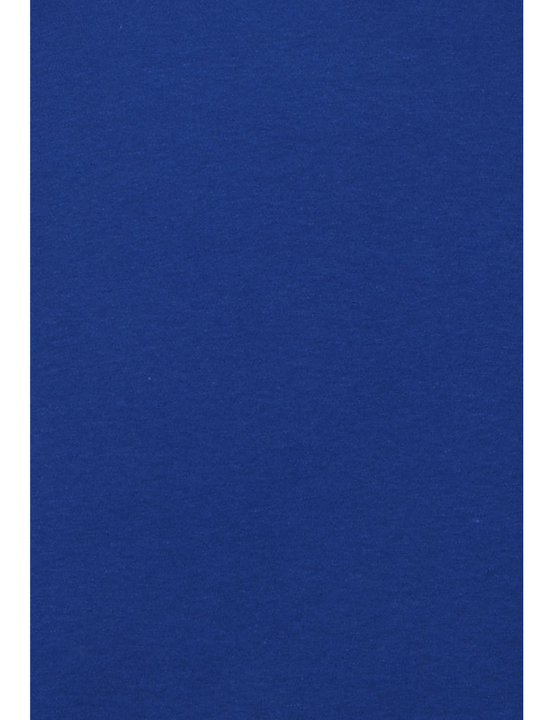Blue Plain High Neck T-shirt - M