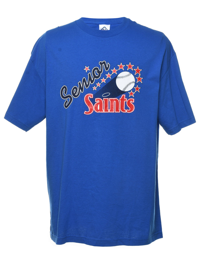 Blue Printed Senior Saints Sports T-shirt - XL