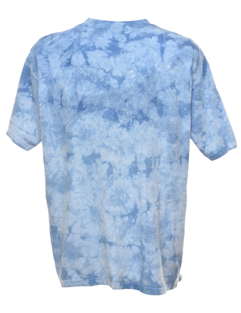Blue Tie Dye Lighthouse Design T-Shirt - L
